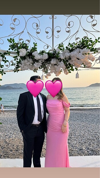 Düğün Nişan Kına Söz Abiye Elbise Şifon Pembe 40 beden - Görsel 6