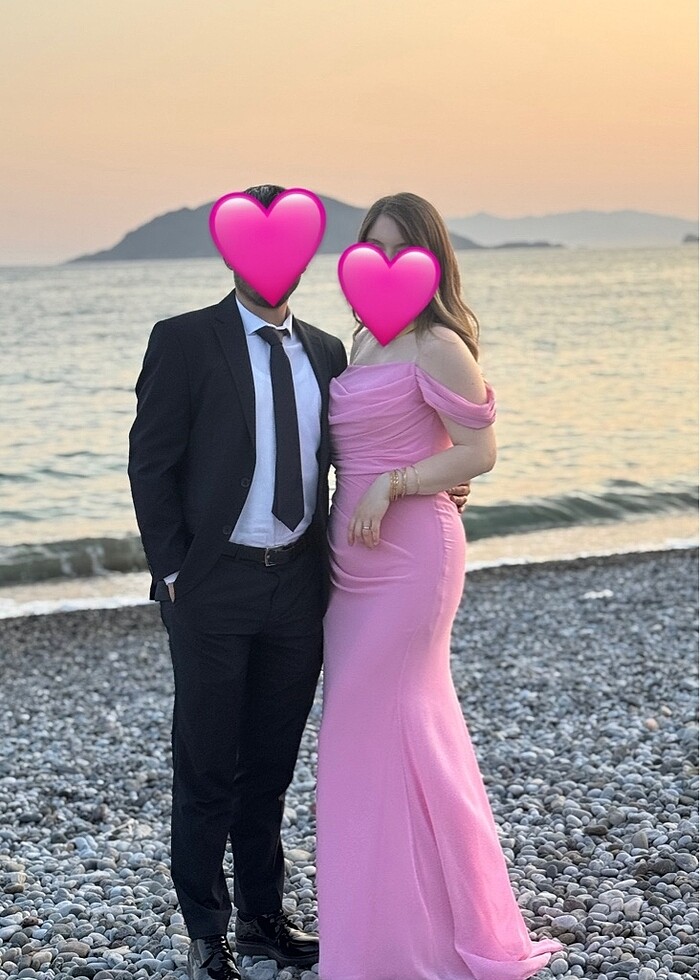 Düğün Nişan Kına Söz Abiye Elbise Şifon Pembe 40 beden - Görsel 3