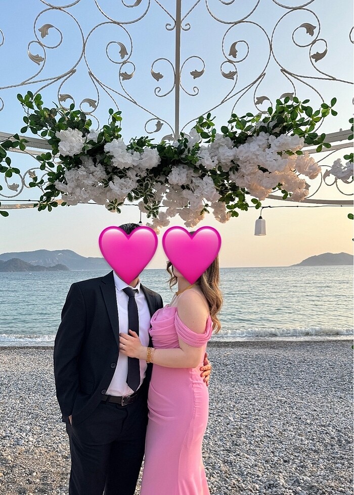 Düğün Nişan Kına Söz Abiye Elbise Şifon Pembe 40 beden - Görsel 4