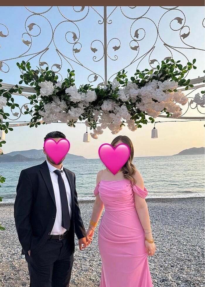 Düğün Nişan Kına Söz Abiye Elbise Şifon Pembe 40 beden - Görsel 5