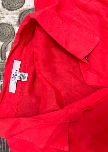 Kadın Kırmızı Uzun Düğmeli Kolsuz Gömlek Mavi Marka - Görsel 2