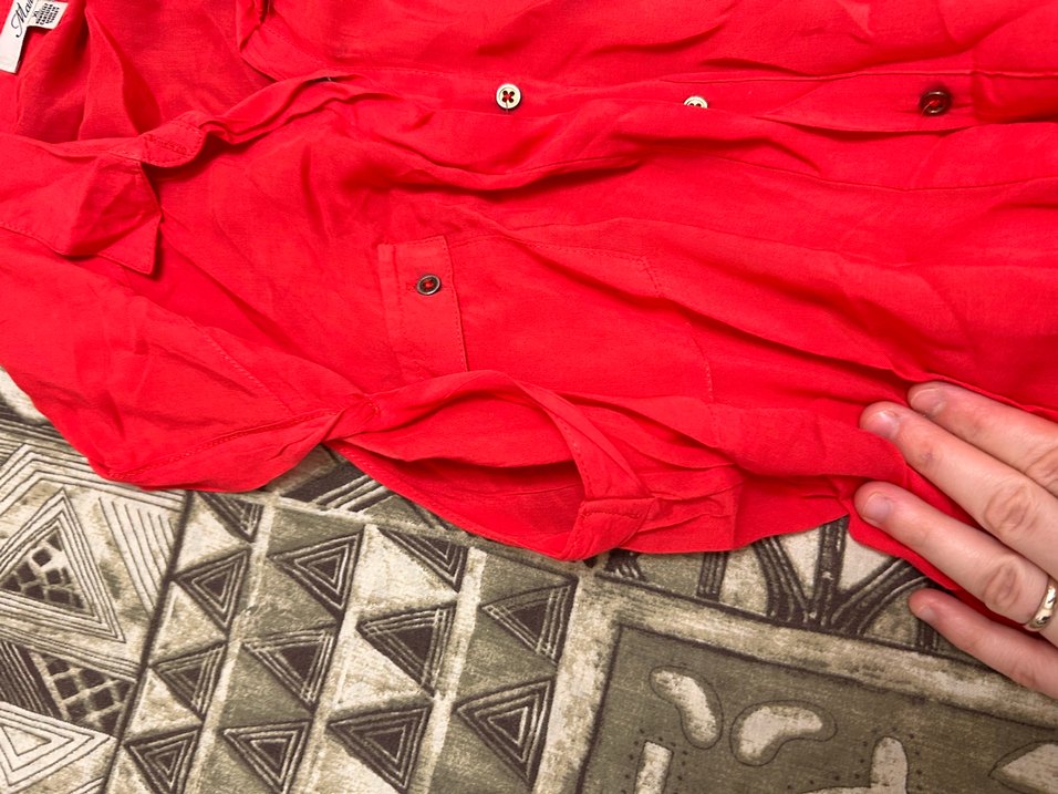 Kadın Kırmızı Uzun Düğmeli Kolsuz Gömlek Mavi Marka - Görsel 3