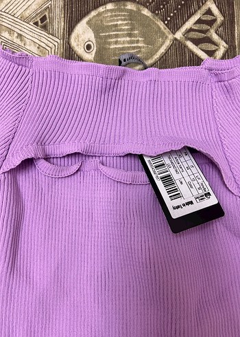 Mor Uzun Kollu Triko Mini Kazak - Görsel 2