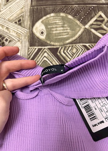 Mor Uzun Kollu Triko Mini Kazak - Görsel 3