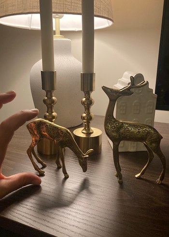 Altın Renkli Geyik Figürleri ağır bakır - Görsel 2