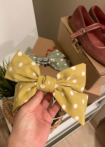 2ADET  BÜYÜK Puantiye Desenli Retro Fiyonk Saç Aksesuarı - Görsel 5