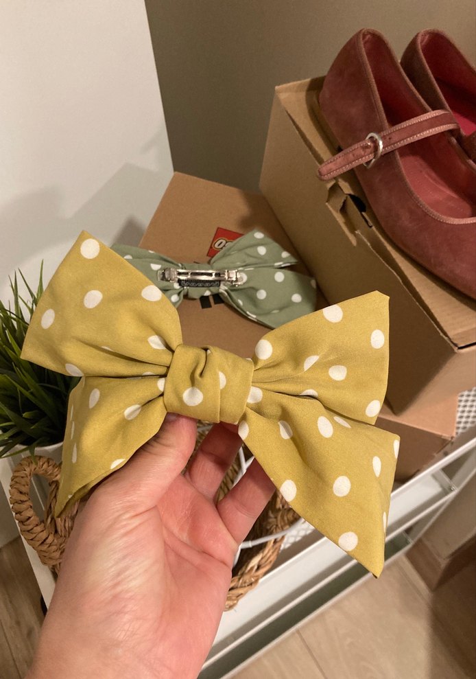 2ADET  BÜYÜK Puantiye Desenli Retro Fiyonk Saç Aksesuarı - Görsel 5