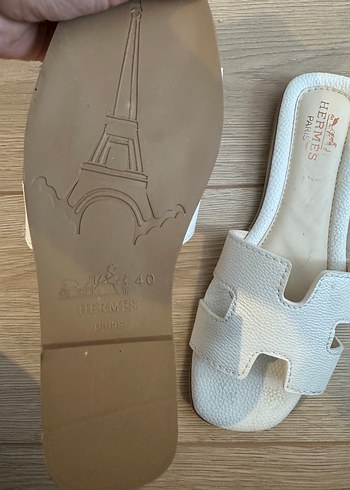 40 Beden beyaz Renk Hermes Beyaz Minimalist Kadın Terlik