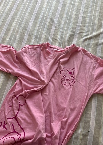 xl Beden Pembe Baskılı Hamile Tişörtü, Kısa Kollu, Düğmeli
