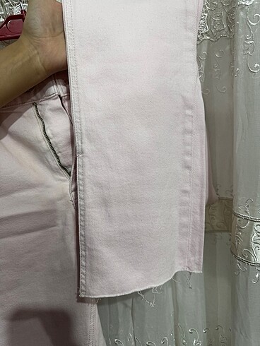 xl Beden Toz pembe bol paça yüksek bel pantolon