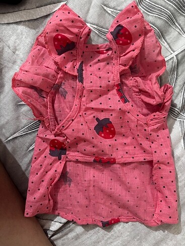 Çilek desenli pembe kedi ve köpek giyimi