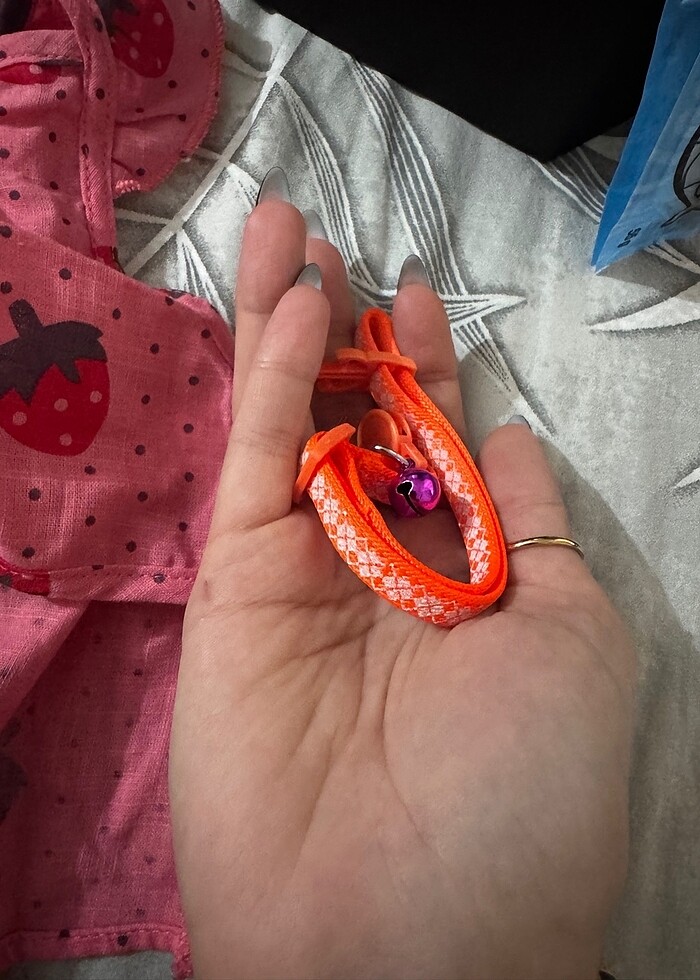 Turuncu şıngıraklı kedi köpek tasması - Görsel 2