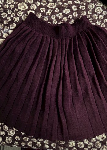 Bordo Pilili Triko Mini Etek