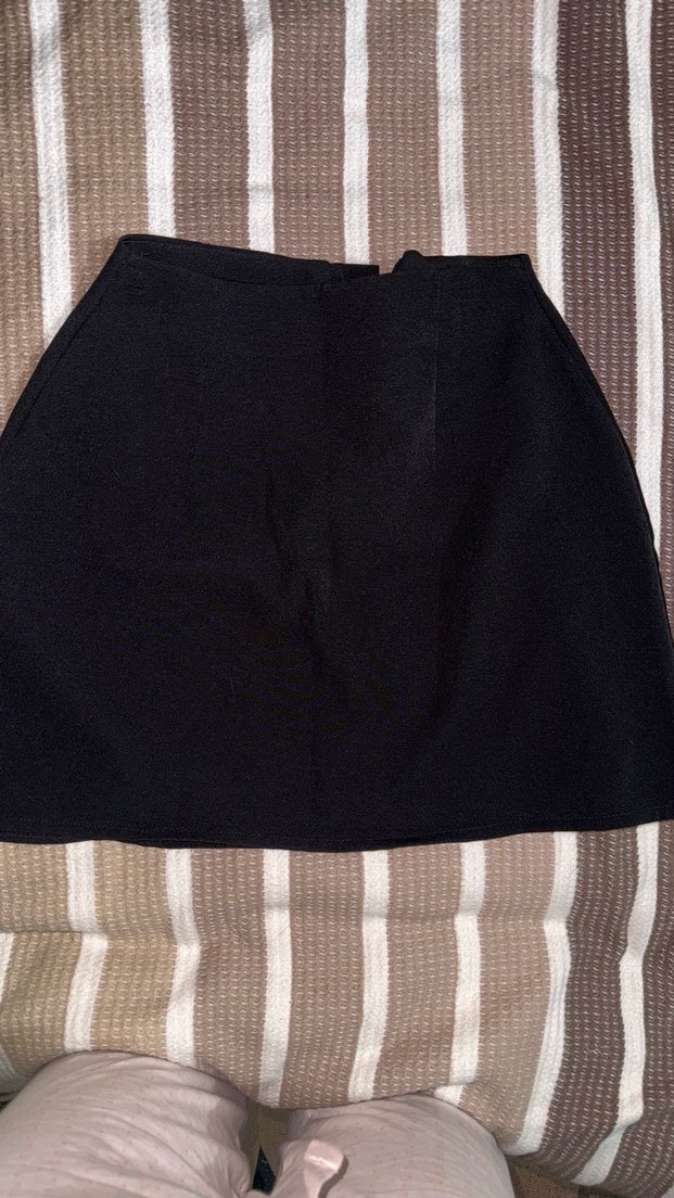 Düğmeli Siyah Mini Etek - Görsel 4