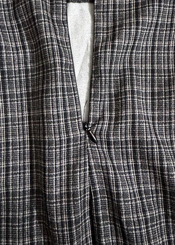 Düğmeli Gri Kareli mini Etek - Görsel 3