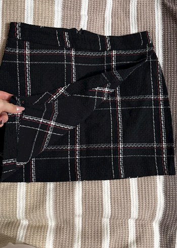 Siyah Ekoseli mini Etek - Görsel 5