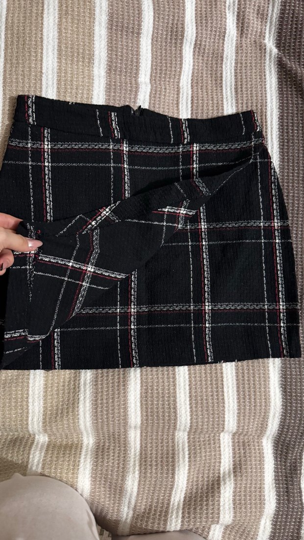 Siyah Ekoseli mini Etek - Görsel 5