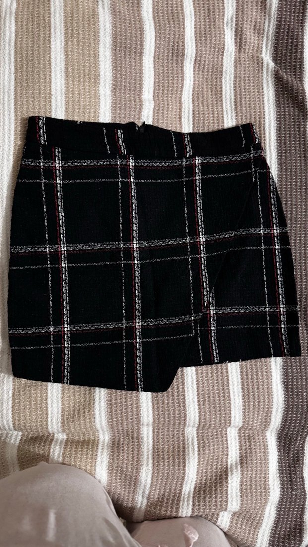 Siyah Ekoseli mini Etek - Görsel 4