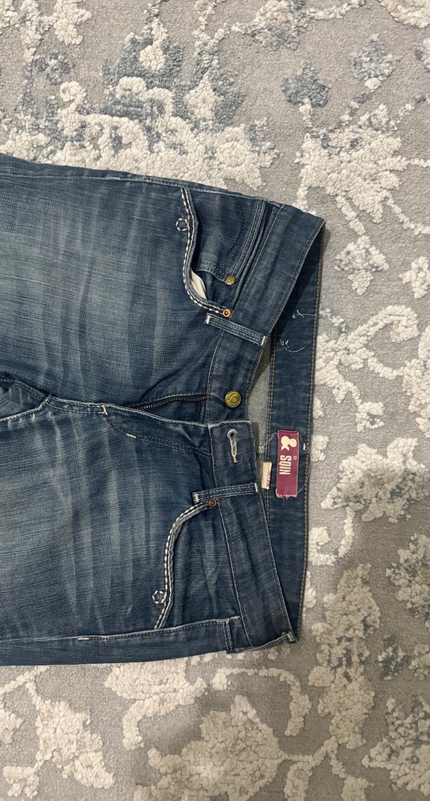 yırtık cep işlemeli bootcut kesin pantalon - Görsel 2