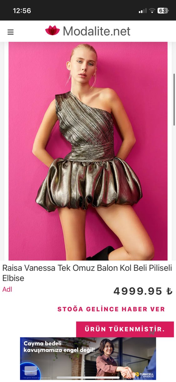 Gold Parlak Mini Straplez Elbise - Görsel 3