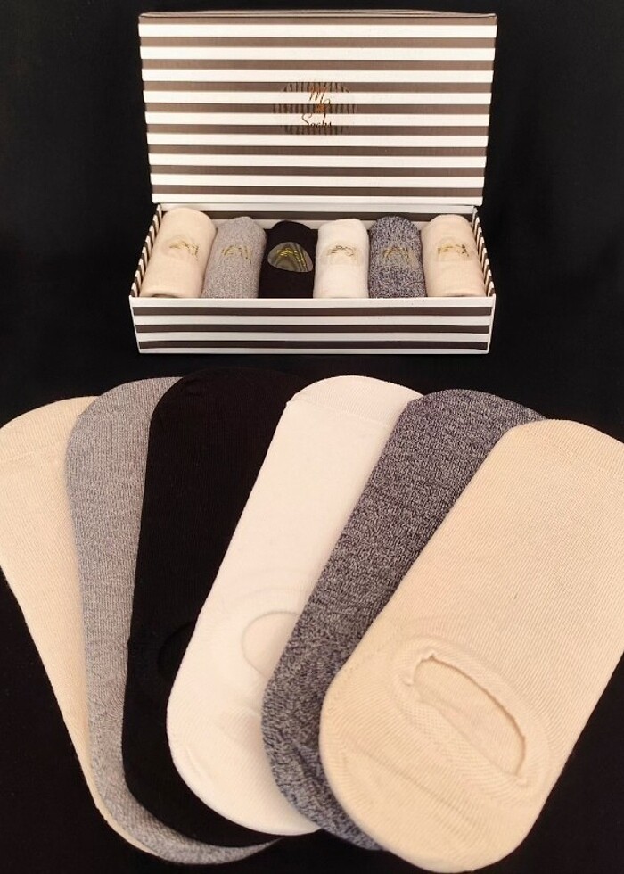 Sneakers Bilek Erkek Çorap 6'lı Lacivert Krem Gri - Görsel 3