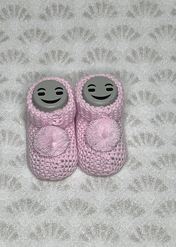 Kız Bebek Pembe Örgü Patik - Görsel 3