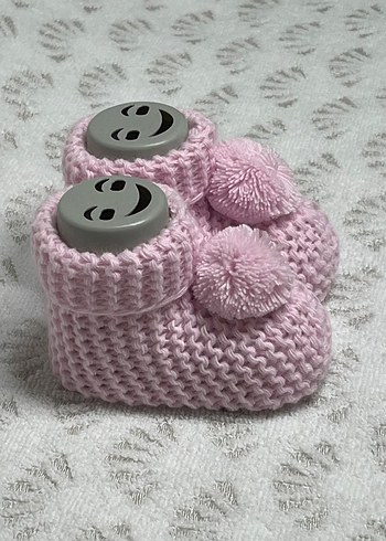 Kız Bebek Pembe Örgü Patik - Görsel 2