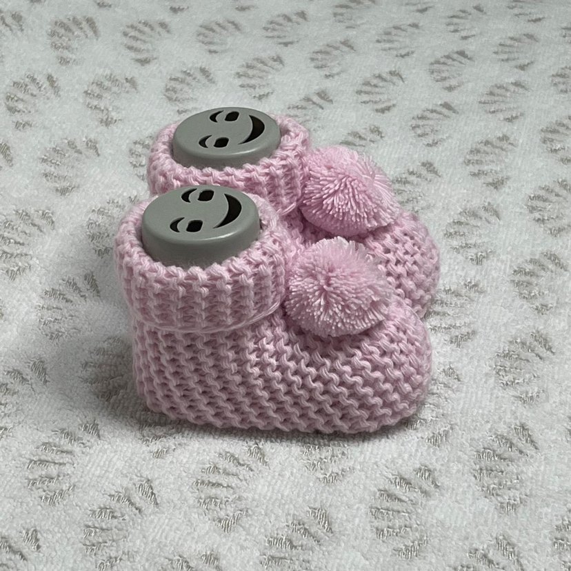 Kız Bebek Pembe Örgü Patik - Görsel 2