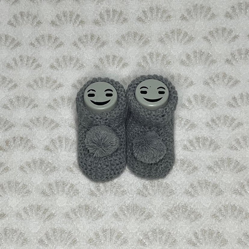 Gri Örgü Kız Erkek Bebek Patik - Görsel 3