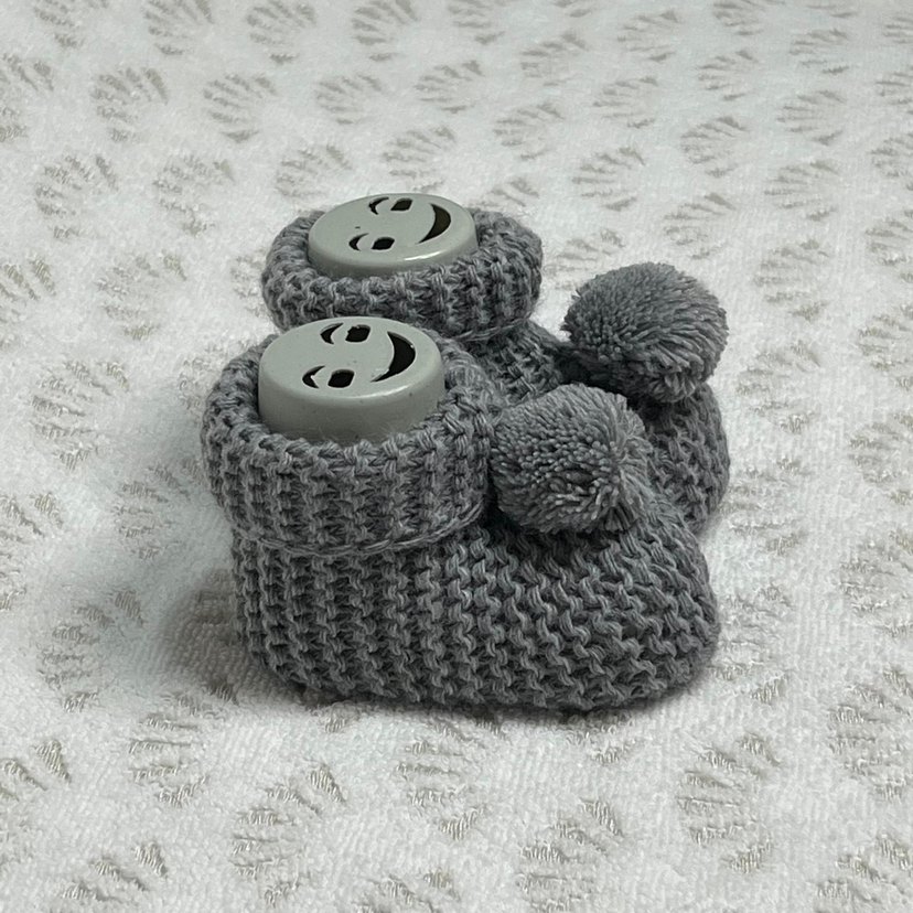 Gri Örgü Kız Erkek Bebek Patik - Görsel 2