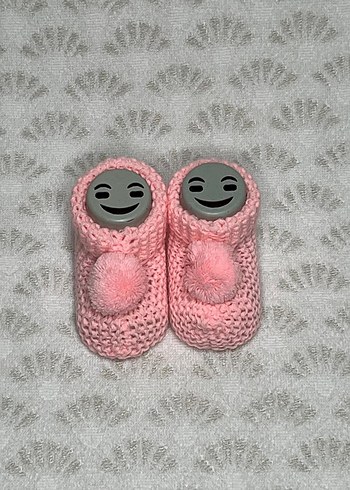 Pembe Örgü Kız Bebek Patik - Görsel 3