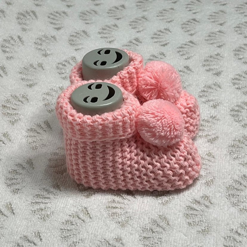 Pembe Örgü Kız Bebek Patik - Görsel 2