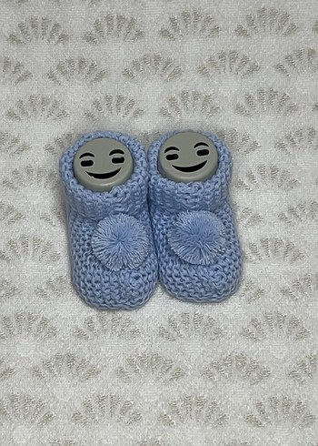 Mavi Örgü Kız Erkek Bebek Patik - Görsel 3