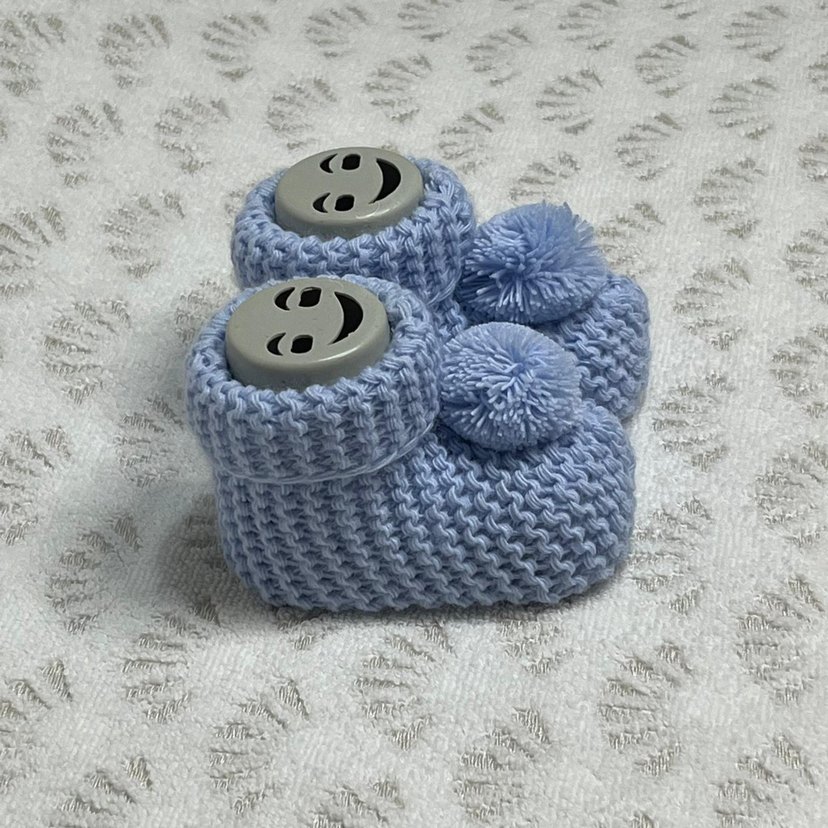 Mavi Örgü Kız Erkek Bebek Patik - Görsel 2