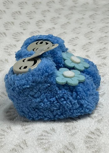 Çiçek Detaylı Mavi Kız Bebek Peluş - Görsel 2