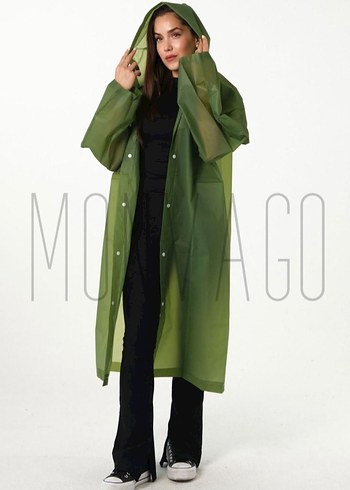 unısex  Şeffaf Uzun Kollu Yağmurluk - Görsel 5