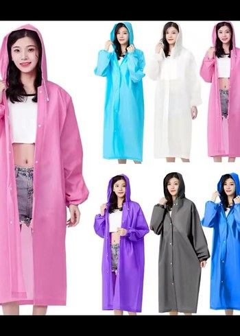 unısex  Şeffaf Uzun Kollu Yağmurluk - Görsel 4