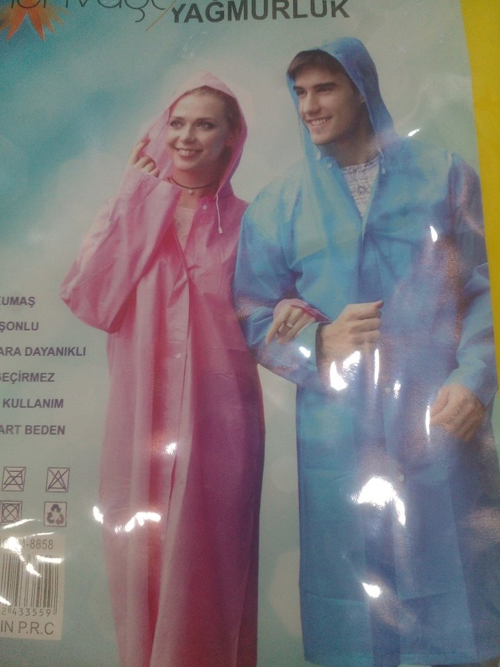 unısex  Şeffaf Uzun Kollu Yağmurluk - Görsel 2