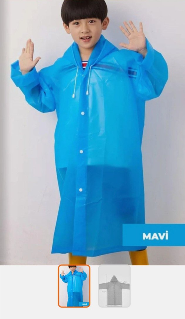 Renkli Uzun unısex Yağmurluk - Görsel 4