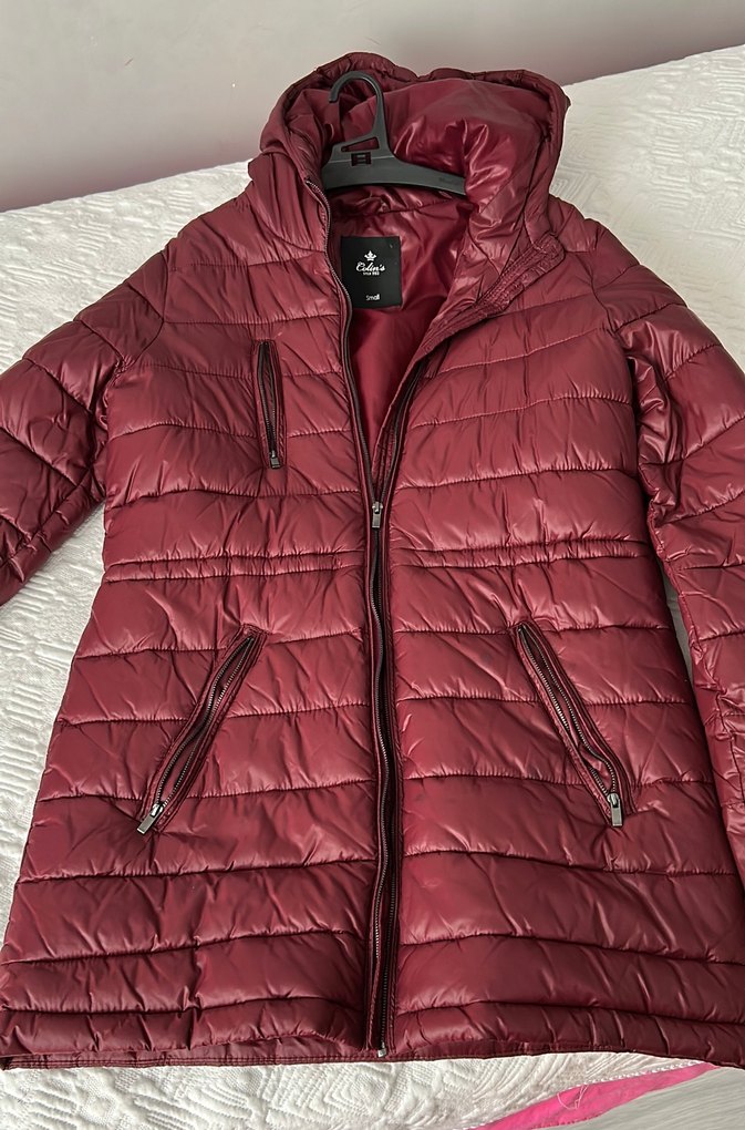 Bordo Kapüşonlu Kadın Kışlık Mont - Görsel 3