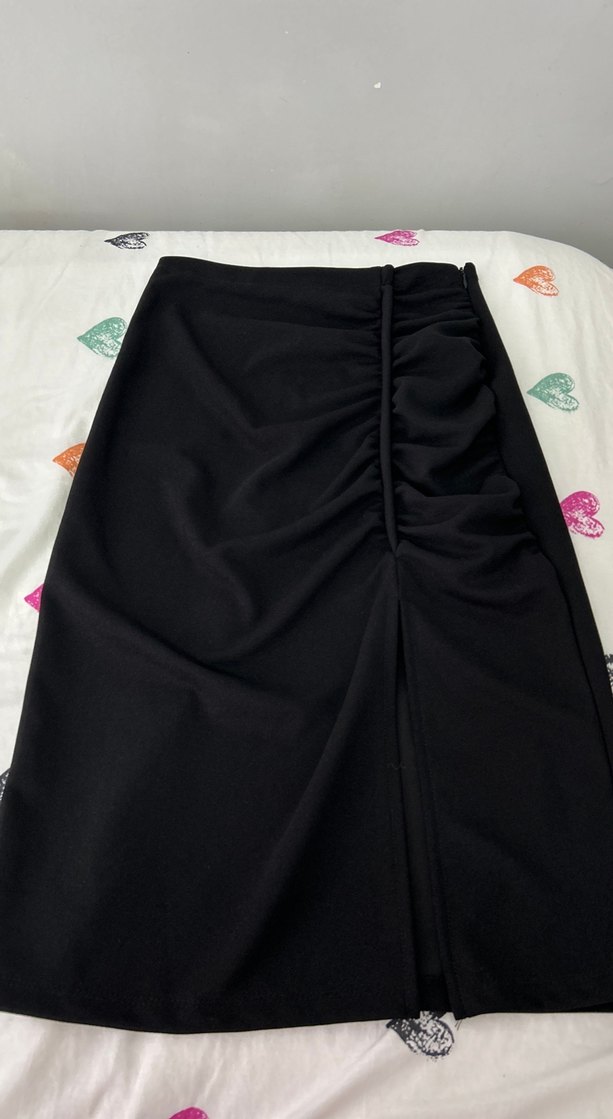 Drapeli Siyah Uzun Kadın Etek - Görsel 2