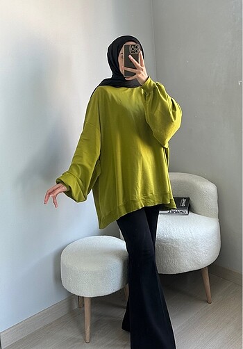 Yağ yeşili 2 iplik sweat