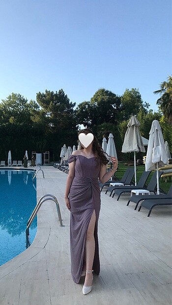 40 Beden Lafaba kadın simli lila abiye 40 beden