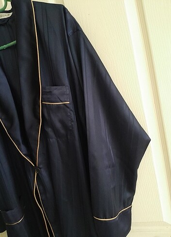 Fiyat dustu! Pierre Cardin,L,3'lu takim, lacivert saten sabahlik - Görsel 6