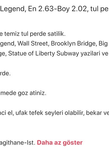Fiyat dustu! Urban Legend, En 2.63-Boy2.02, tul perde satilik - Görsel 4