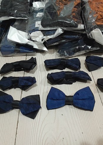 Sifir paketli,200-250 adet, kaz ayagi desenli papyon kravatlar - Görsel 2