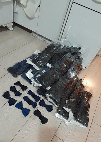 Sifir paketli,200-250 adet, kaz ayagi desenli papyon kravatlar - Görsel 3