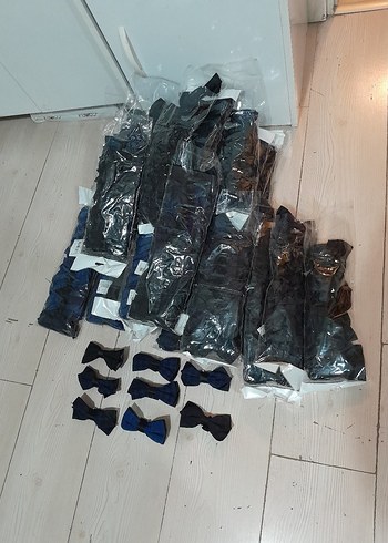 Sifir paketli,200-250 adet, kaz ayagi desenli papyon kravatlar - Görsel 4