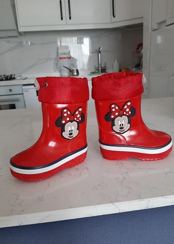 20 Beden Kız Çocuk Kırmızı Minnie Mouse Yağmur Çizmesi