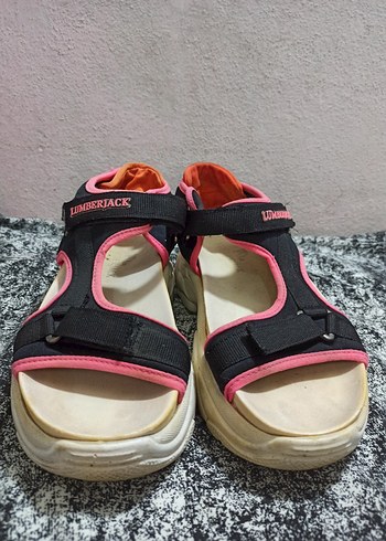 37 Beden siyah Renk Renkli Pembe Tokalı Lumberjack Kadın Sandalet